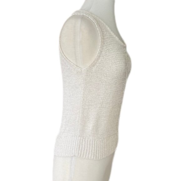 Vintage August Silk Cream Cable Knit Tank Top | Size Large - Picture 2 of 5